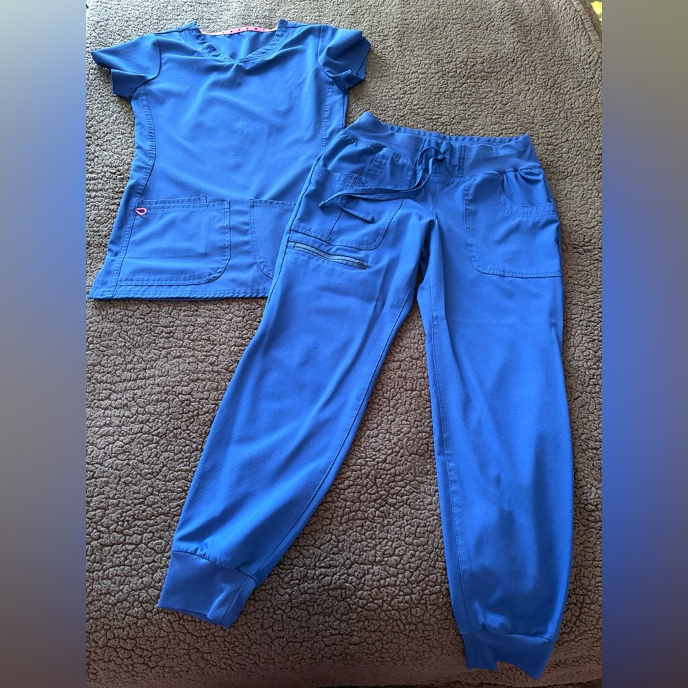 Heart Soul Royal Blue Scrub Sets with Relaxed Fit